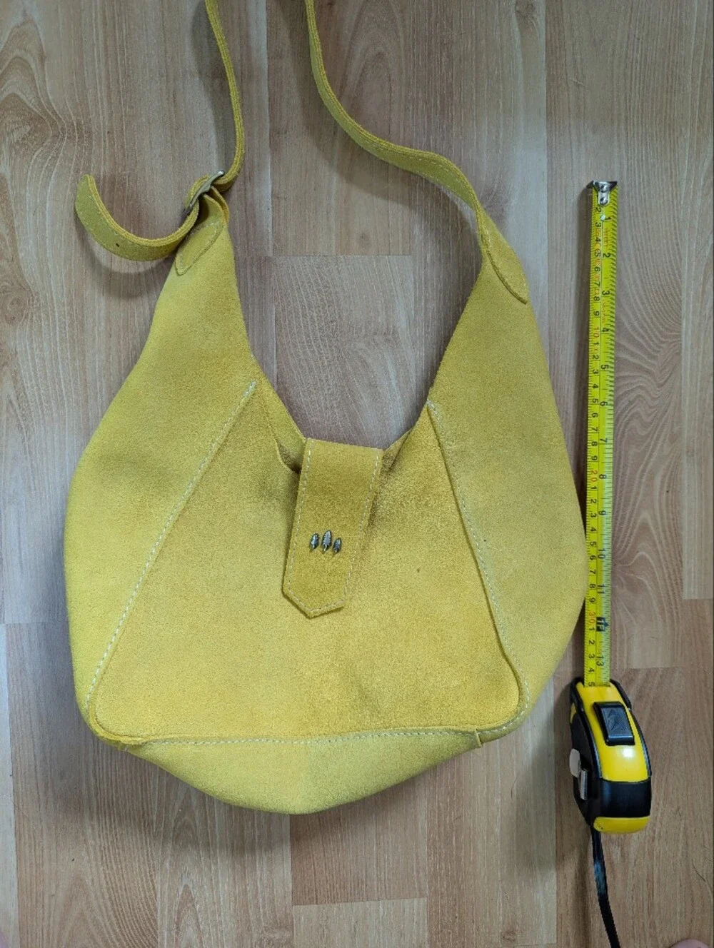 Portland Leather Goods Yellow Suede Hobo Bag Slouchy Crossbody